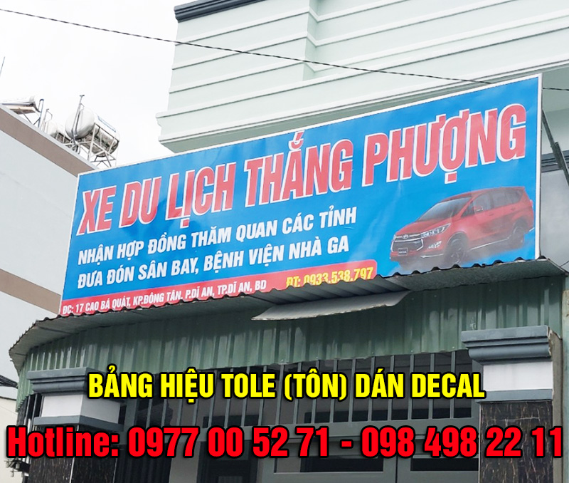 Bảng hiệu tôn (tole) dán decal giá rẻ