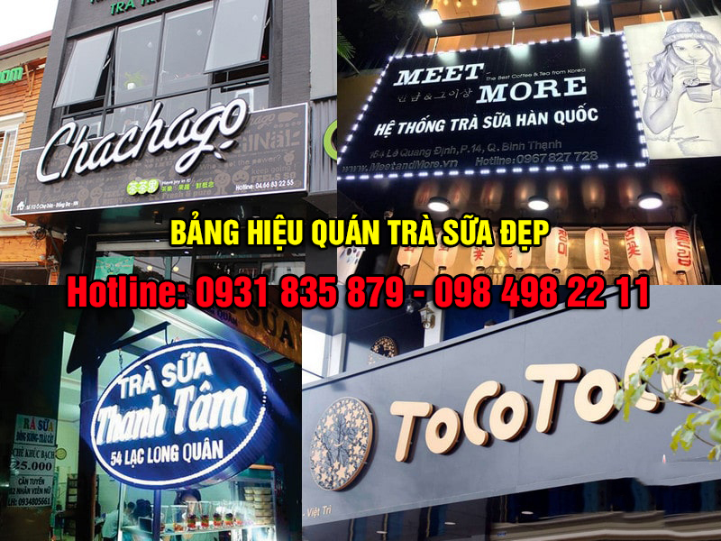 Thiết kế và thi công bảng hiệu quán trà sữa đẹp giá rẻ tại Bình Dương