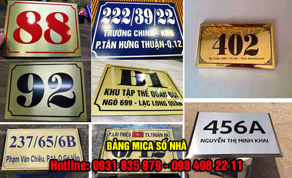 Bảng mica số nhà giá rẻ tại Bình Dương