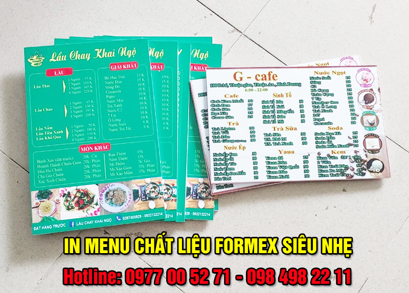 In menu bồi formex GIÁ RẺ - SIÊU NHẸ